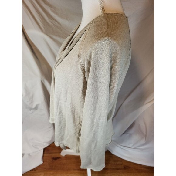 Sundance 100% Linen Open Front Cardigan Beige Long Sleeve Lightweight Small - Picture 3 of 5